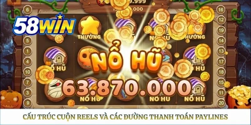 Cách Chơi Nổ Hũ 58WIN - Cách Đọc Paytable & Mẹo Quay Slot Cấu trúc Cuộn Reels và các Đường thanh toán Paylines